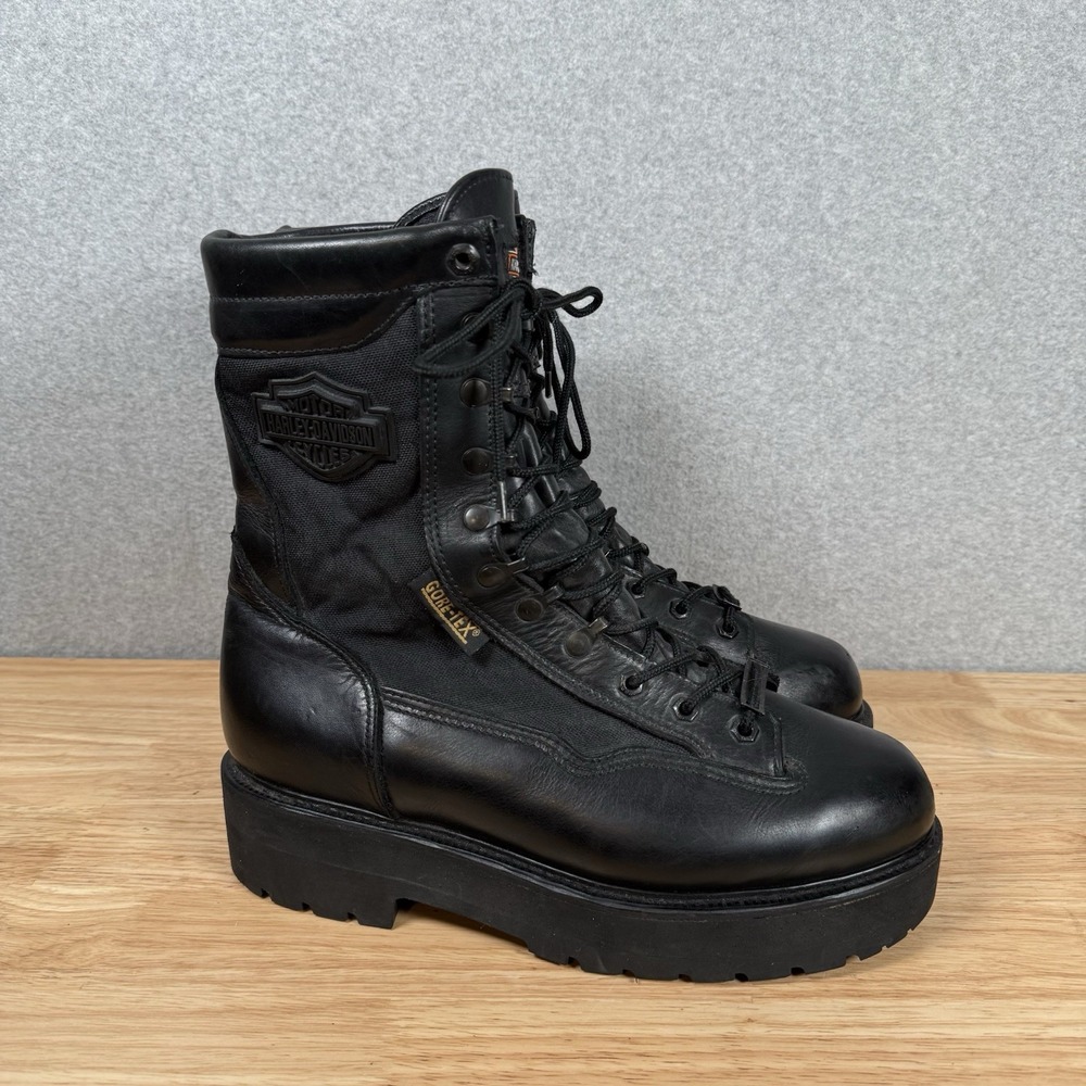 HARLEY-DAVIDSON Men's 10.5 Leather Motorcycle Boots 98410 Gore-Tex Platform